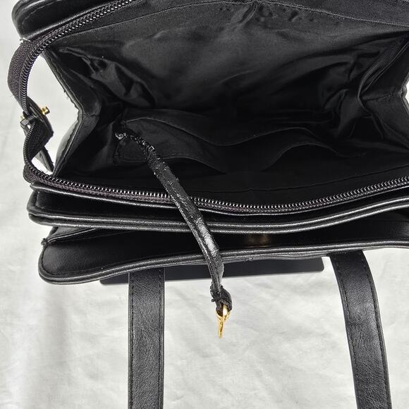 Hillard & Hansen Leather Shoulder Bag Black Card Holder Snap & Zipper Closures - Picture 7 of 16